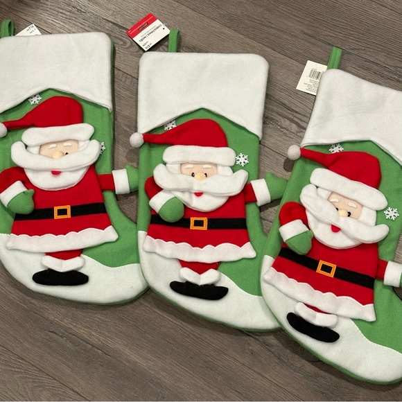 NWT Ashland Christmas Stocking with Santa - Set of 3 - Picture 2 of 7